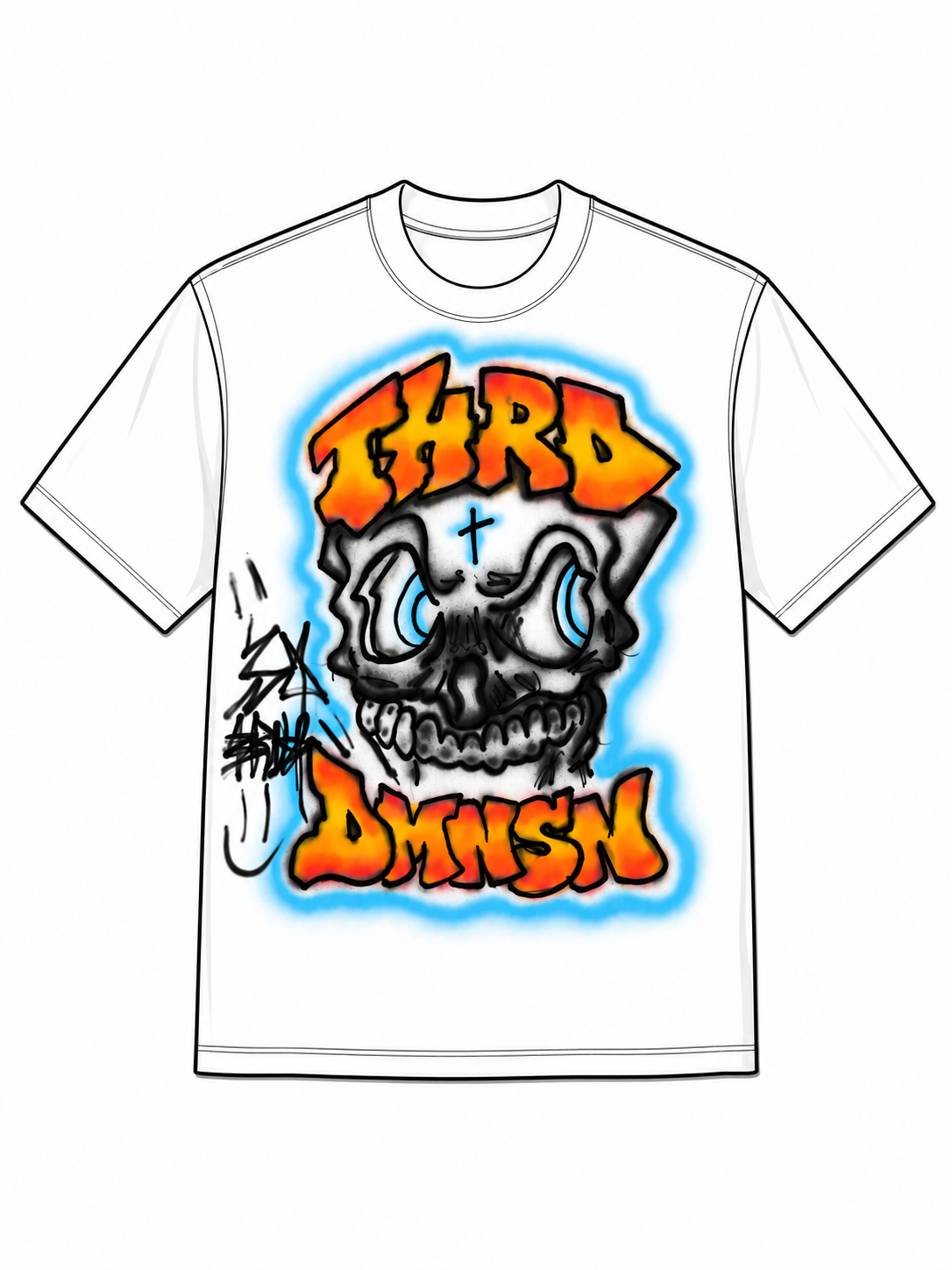 THRD DMNSN Airbrushed Skull Tee