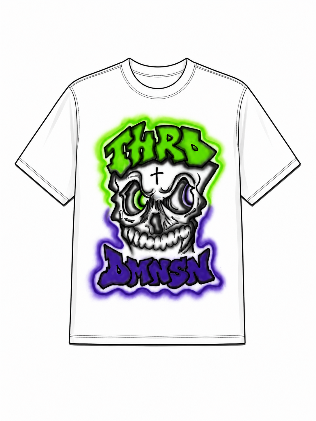 THRD DMNSN Airbrushed Skull Tee