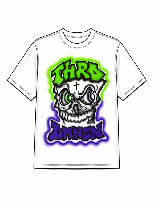 THRD DMNSN Airbrushed Skull Tee